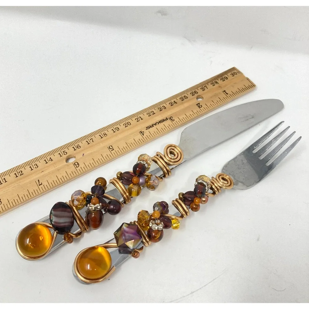Jeweled Gold Wire Wrapped Flatware Set